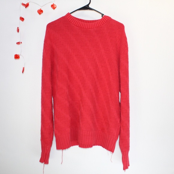 Vintage red checkered knit sweater no tags fits a size large-extra large - Picture 1 of 6